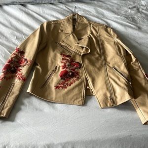 Tan leather jacket. Size small